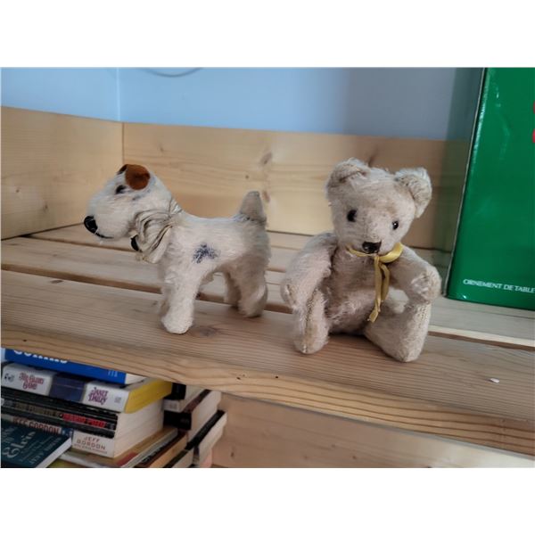 LOT OF STEIFF (LIKE?) STUFFIES DOG AND BEAR