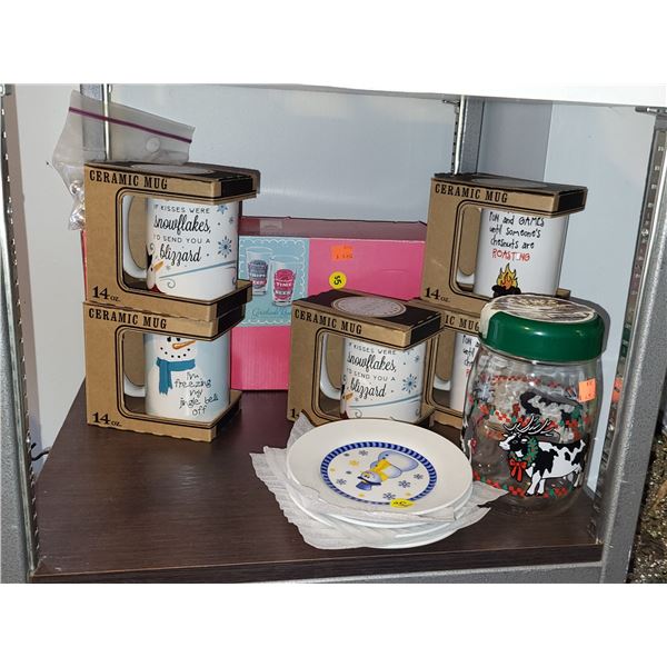 SHELF OF CHRISTMAS DECOR LOT 2