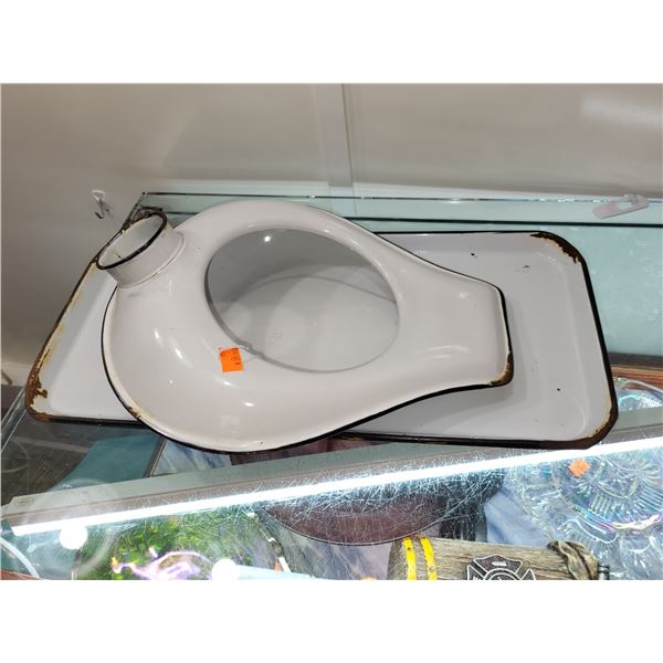WWII ERA ENAMEL BED PAN SET FAIR CONDITION