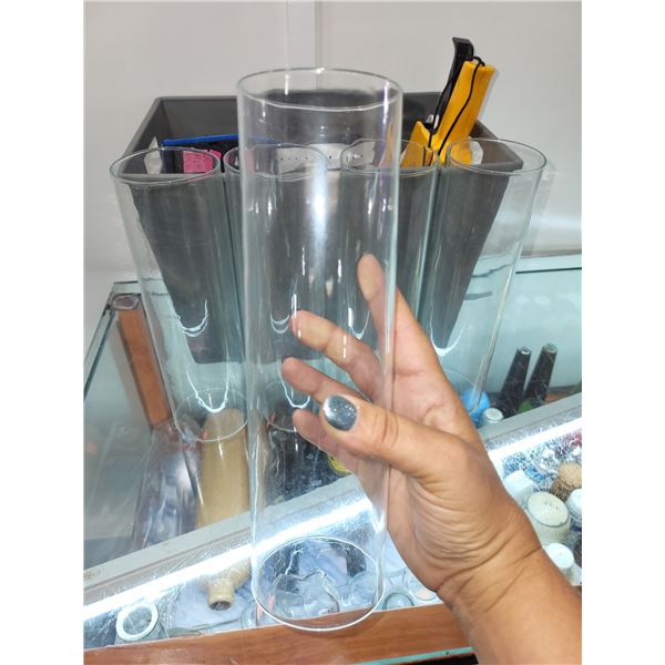 LOT OF 5 HURRICAN LAMP CHIMNEYS