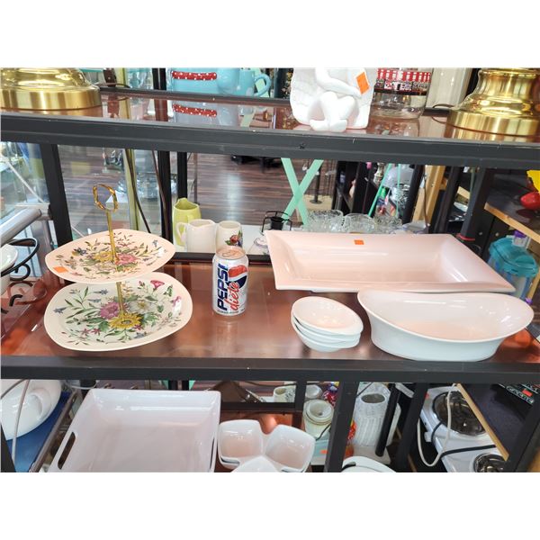 SHELF OF WHITE DISHWARE LOT 3 (6 PIECES)