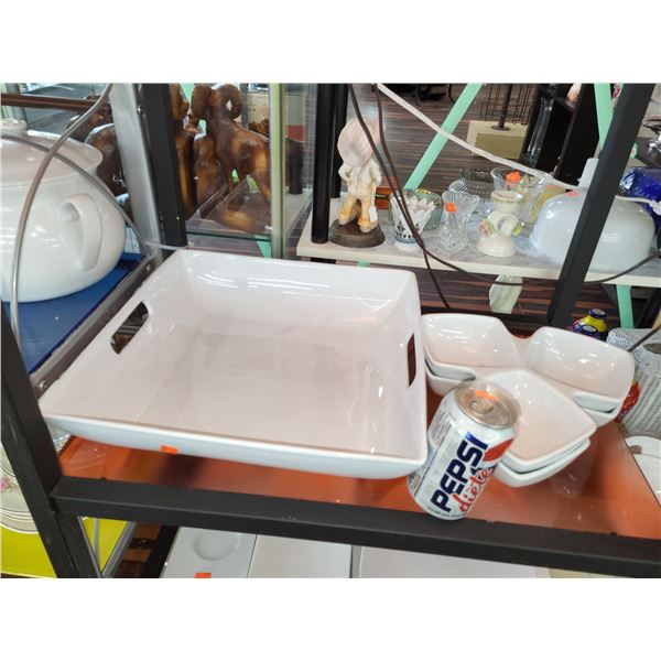 SHELF OF WHITE DISHWARE LOT 4 (3 PIECES)