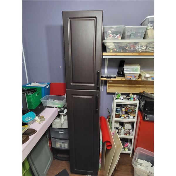 TALL BROWN CABINET WITH 6 SHELVES