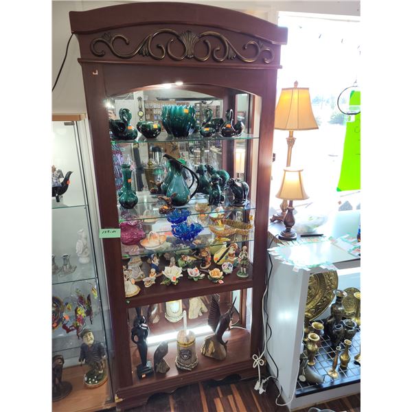 WOODEN 5 SHELF CURIO CABINET