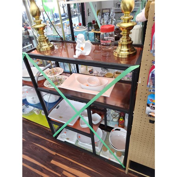 4 SHELF STAND WITH RED GLASS SHELVES