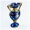 Image 3 : LARGE ORNATE COBALT BLUE FLORAL & GOLD TRIM VASE