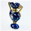 Image 4 : LARGE ORNATE COBALT BLUE FLORAL & GOLD TRIM VASE