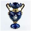 Image 5 : LARGE ORNATE COBALT BLUE FLORAL & GOLD TRIM VASE