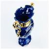 Image 6 : LARGE ORNATE COBALT BLUE FLORAL & GOLD TRIM VASE