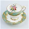Image 1 : FLORAL TEAL PARAGON CHINA TEACUP & SAUCER SET