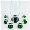 Image 2 : VINTAGE CLEAR & GREEN GLASS DECANTER & 6 GLASSES