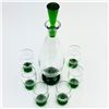 Image 3 : VINTAGE CLEAR & GREEN GLASS DECANTER & 6 GLASSES