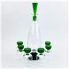 Image 4 : VINTAGE CLEAR & GREEN GLASS DECANTER & 6 GLASSES