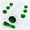 Image 5 : VINTAGE CLEAR & GREEN GLASS DECANTER & 6 GLASSES