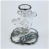 Image 2 : VINTAGE GLASS CANDLE HOLDER WITH SILVER OVERLAY