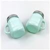 Image 2 : PAIR OF TEAL BLUE MASON JAR SALT & PEPPER SHAKERS