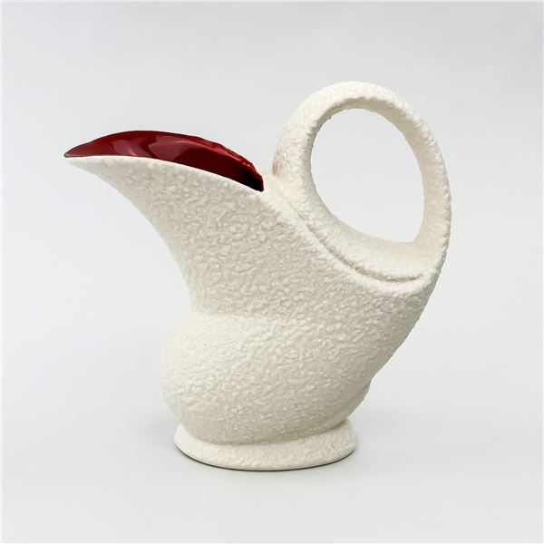 RED WHITE TEXTURE CERAMIC CREAMER CROWN DEVON