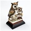 Image 1 : CERAMIC PORCELAIN HORNED OWLS FIGURINE STATUE