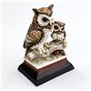 CERAMIC PORCELAIN HORNED OWLS FIGURINE STATUE