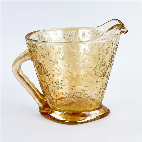 JEANNETTE FLORAGOLD CARNIVAL TYPE GLASS CREAMER