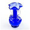 Image 6 : VINTAGE HAND BLOWN BLUE & WHITE ART GLASS VASE