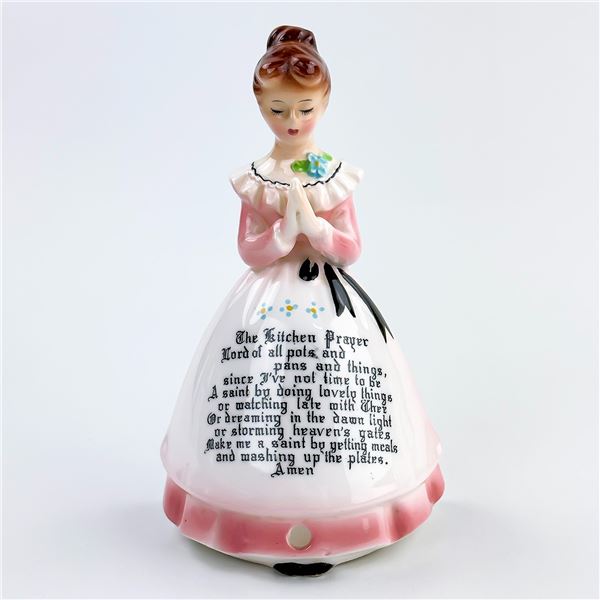 ENESCO PINK KITCHEN PRAYER LADY STRING HOLDER