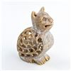 Image 1 : STONE CARVED FIGURINE SCULPTURE - CAT INSIDE A CAT