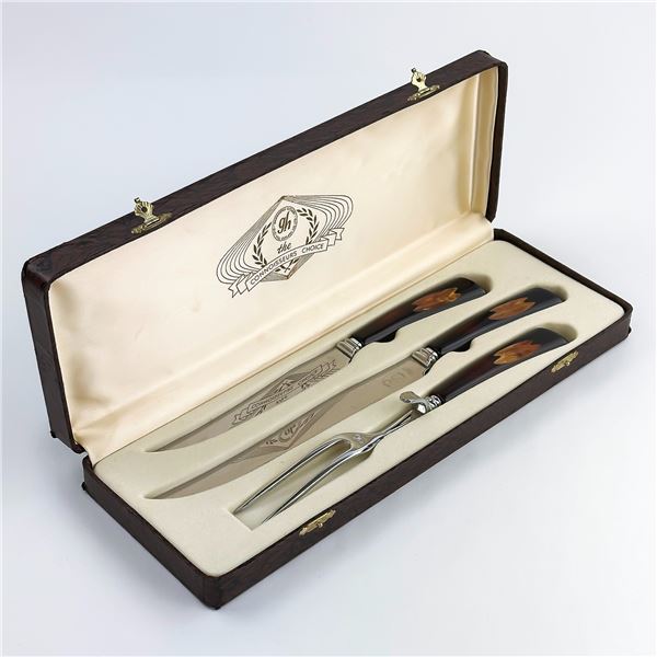 VINTAGE GLO-HILL CARVING SET - BAKELITE HANDLES