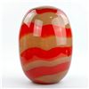 Image 2 : HAND MADE BLOWN ART GLASS RED STRIPED VASE