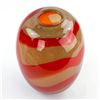 Image 6 : HAND MADE BLOWN ART GLASS RED STRIPED VASE