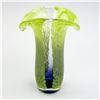 Image 1 : JACK IN THE PULPIT STYLE ART GLASS VASE - GREEN/BLUE