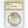 Image 1 : 1883-CC Morgan Silver Dollar PGA MS64