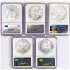Image 2 : 2005 Set (5) American Silver Eagles NGC MS69