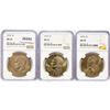 Image 1 : 1974 Set (3) Eisenhower Silver Dollars NGC MS65