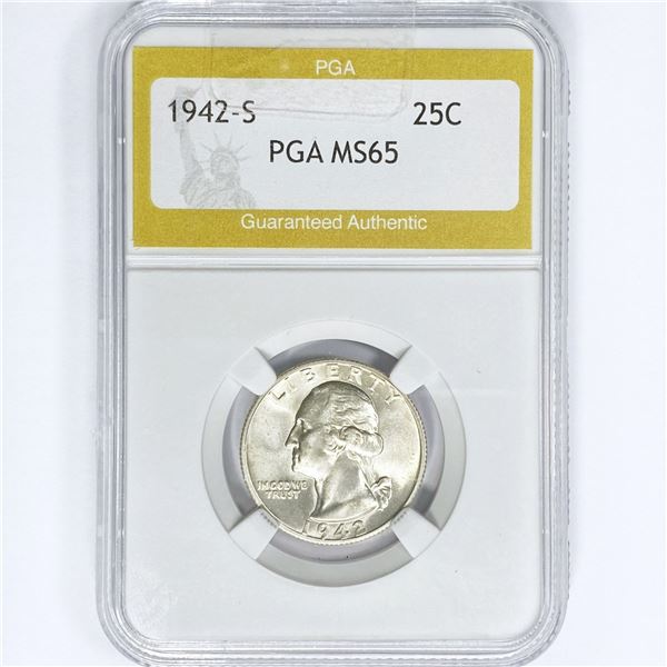 1942-S Washington Silver Quarter PGA MS65
