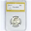 Image 1 : 1942-S Washington Silver Quarter PGA MS65