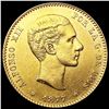 Image 1 : 1877 Spain .2334oz Gold 25 Pesetas UNCIRCULATED