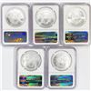 Image 2 : 2007 Set (5) American Silver Eagles NGC MS69