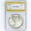 Image 1 : 1922 Silver Peace Dollar PGA MS65