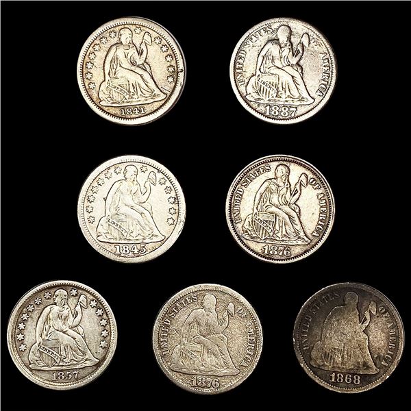 (7) Seated Liberty Dimes (1841, 1845, 1857, 1868,