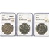 Image 1 : 1974 Set (3) Eisenhower Silver Dollars NGC MS65