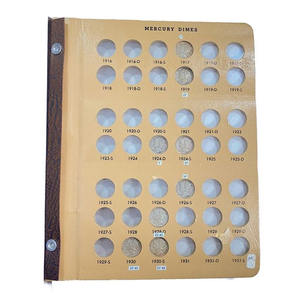 1917-1930 Mercury Dime Book (8 Coins)