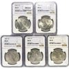 Image 1 : 1923 Set (5) Silver Peace Dollar NGC MS63