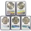 Image 2 : 1923 Set (5) Silver Peace Dollar NGC MS63