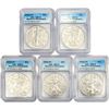 Image 1 : 2020-P 5 Coin American Silver Eagle Set ICG MS70