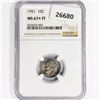Image 1 : 1951 Roosevelt Dime NGC MS67+ FB