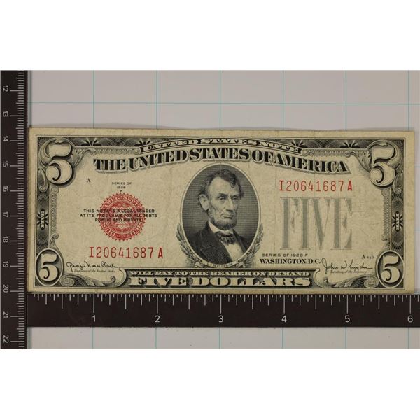 1928-F US $5 RED SEAL NOTE