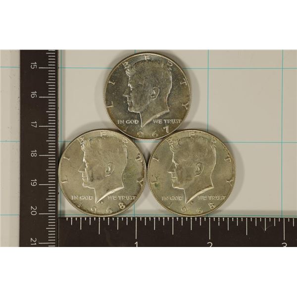 1967 & 1968 40% SILVER JOHN F. KENNEDY HALVES UNC