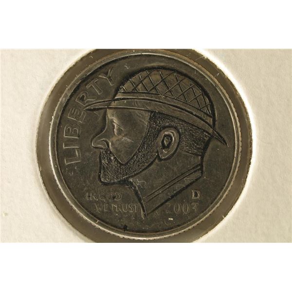 HOBO DIME ON A 2003-D ROOSEVELT DIME BRILLIANT UNC