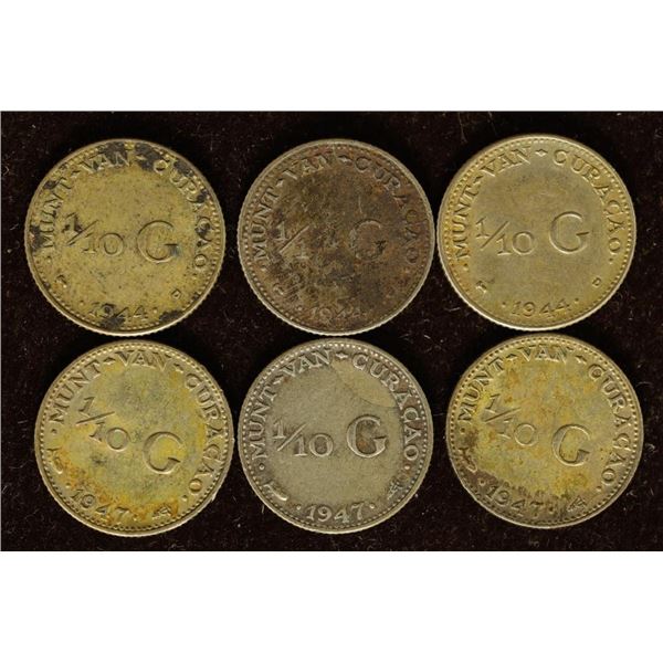 3-1944 & 3-1947 NETHERLANDS CURACO SILVER 1/10